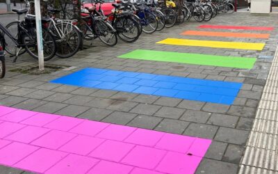 Wegmarkering regenboog oversteekplaats Roermond